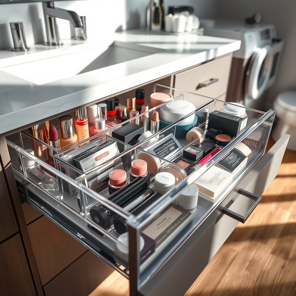 makeup organizer in action